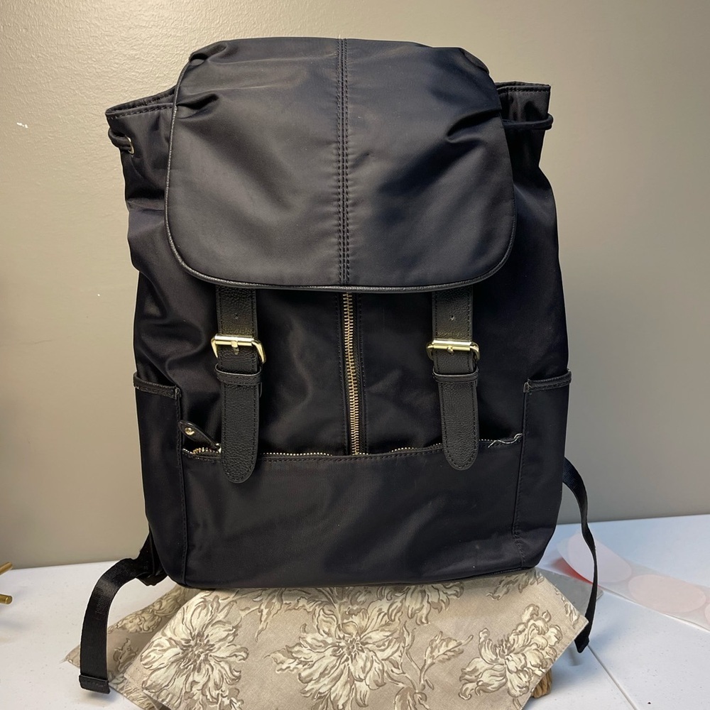 Steve Madden Black Backpack with Gold Buckles